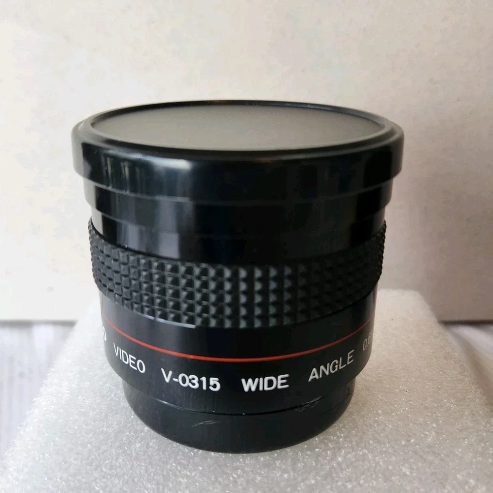 VTG AMBICO V-0315 Video Fish-Eye Lens 0.6X Wide-Angle + End Caps & Case EUC